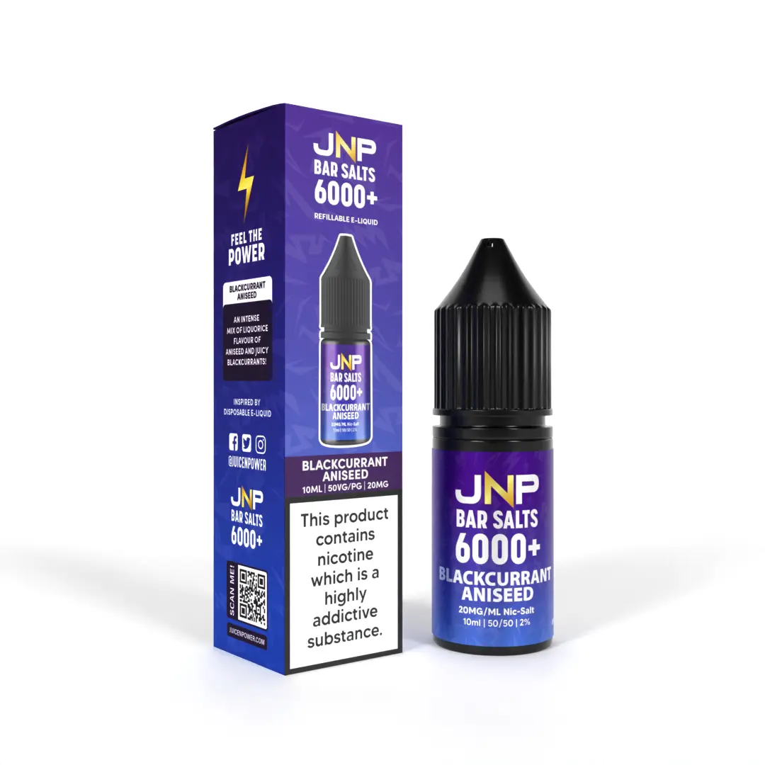 Blackcurrant Aniseed Nic Salt E liquid by JNP Bar Salts 6000 10ml 